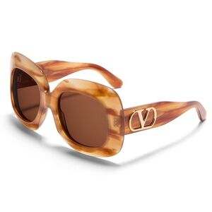 New! Valentino VLS 180D, Light Havana Sunglasses, Authentic